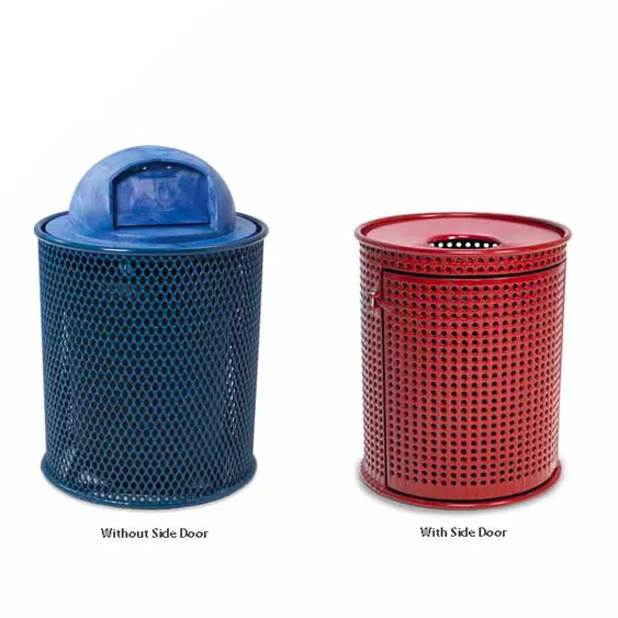 Wabash LR305P 32‑Gallon Commercial Trash Can with Perforated Door, Heavy‑Duty Metal Construction