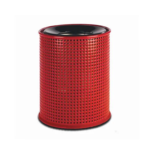 Wabash LR355P - 55‑Gallon Trash Can, 27" Dia x 35‑7/8" H, Open‑Top Steel, Plastisol Coated Finish