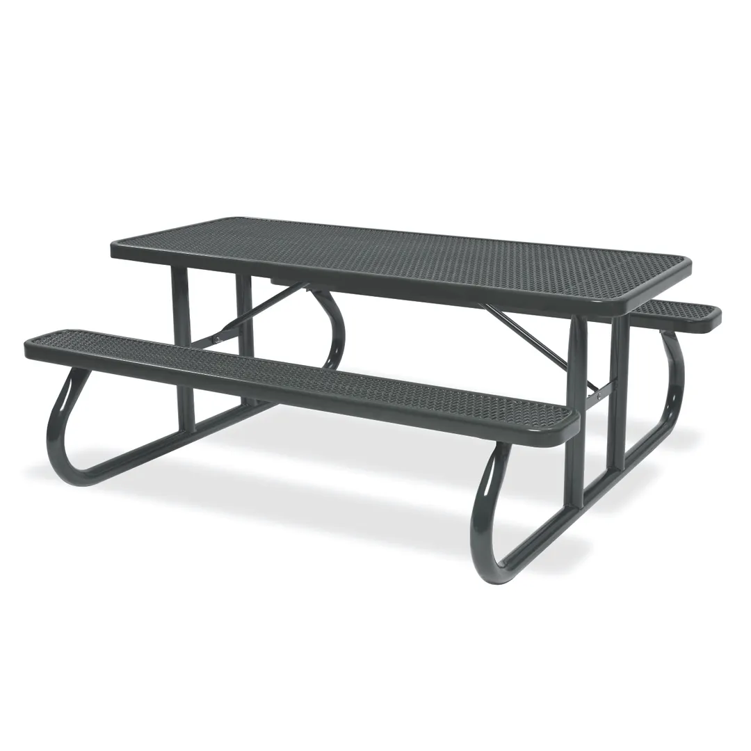 Wabash SG106D 72" Rectangular Outdoor Restaurant Table, Steel, Diamond Pattern Top & Seats, 29.5"H