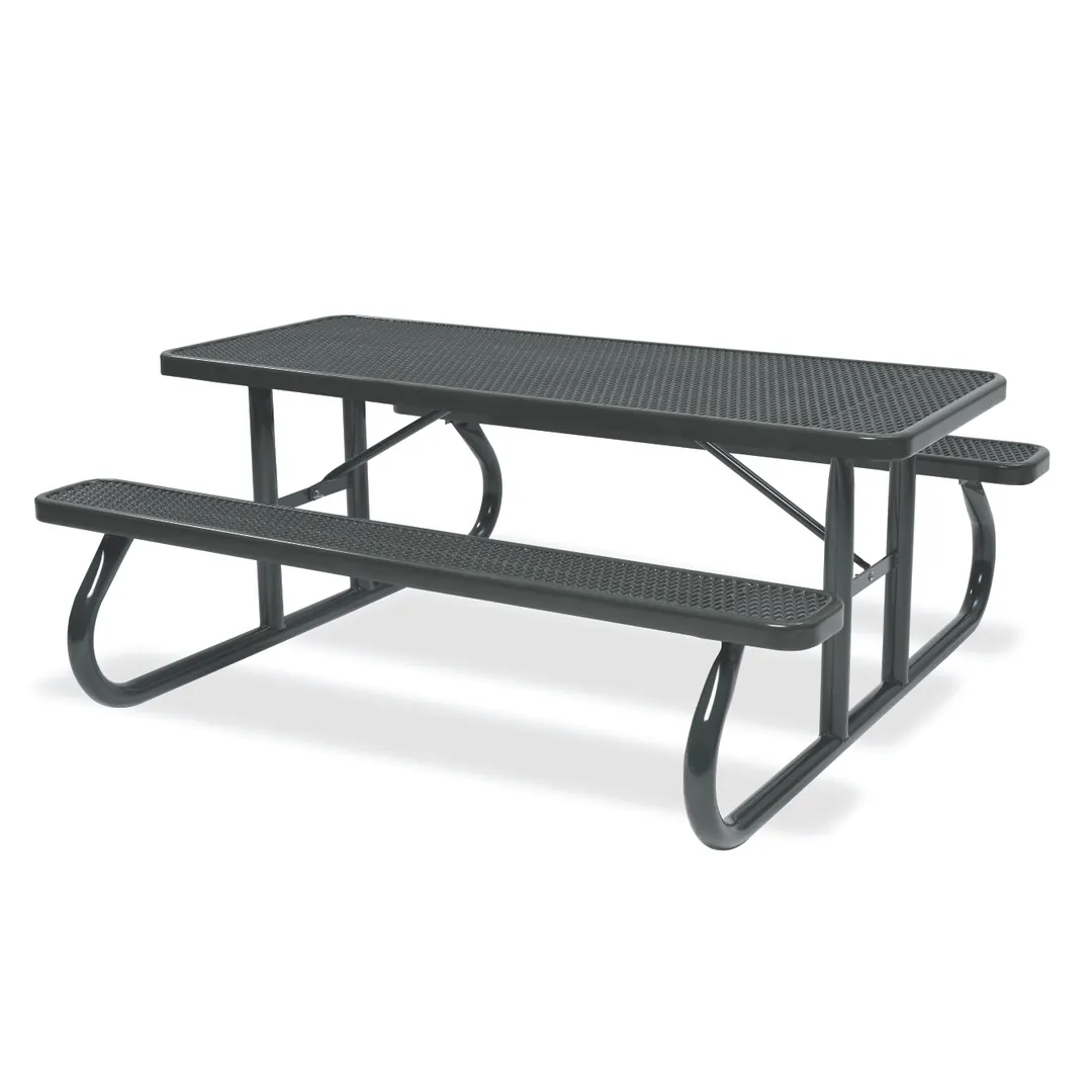 Wabash SG111D 96-3/8"W Rectangular Outdoor Picnic Table, Steel, Diamond Pattern Top & Seats, 29-1/2"H
