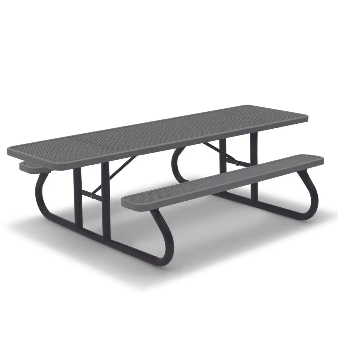 Wabash SG115D 96-3/8 Rectangular Outdoor Picnic Table, Steel, Diamond Pattern, 900 lbs