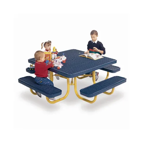Wabash SG171D Signature Children's Picnic Table, 69x69x19.875, Steel, Diamond Pattern, 4 Bench Seats