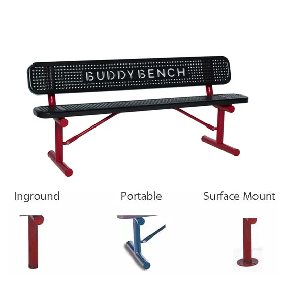 Wabash SG306PBB Signature Series 6'L Outdoor Bench, Perforated Pattern Seat & Back, Surface Mount
