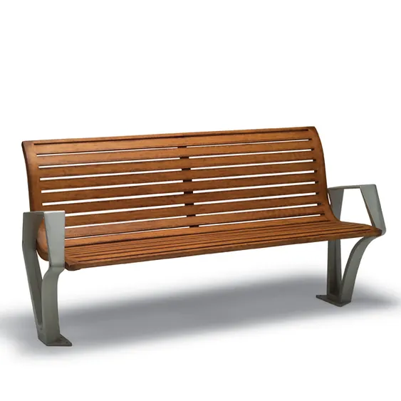 Wabash WO1119S Winchester Series Outdoor Bench, 6'L, Horizontal Slat Pattern Seat & Back, with Arms
