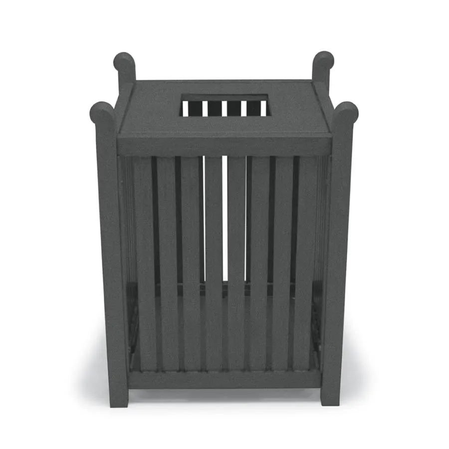 Wabash YO3F33C Yorktown Trash Can, 32‑Gallon Aluminum, 27" W x 26" D x 36" H, Plastic Liner