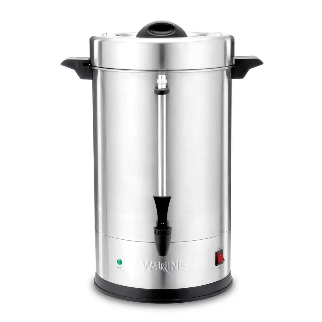 Waring WCU110X S.Steel Electric Coffee Urn, 110 Cup Capacity - Dual Heater System / 1.44kW - 120V