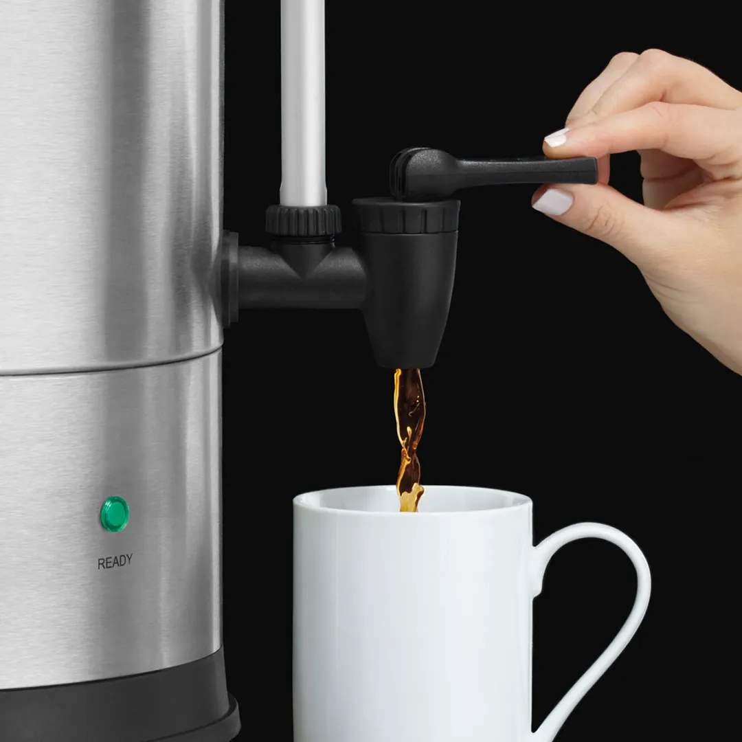 Waring WCU30 - S.Steel Electric Coffee Urn, 30 Cup Capacity, Dual Heater System / 1.44kW - 120V