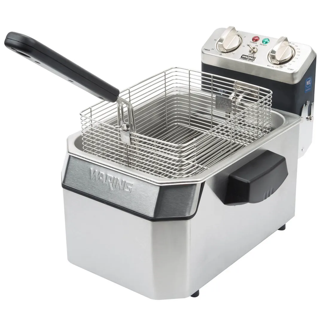 Waring WDF1000 Full Pot Countertop Electric Fryer w/ 10 lbs Capacity, 2 Twin & 1 Large Basket