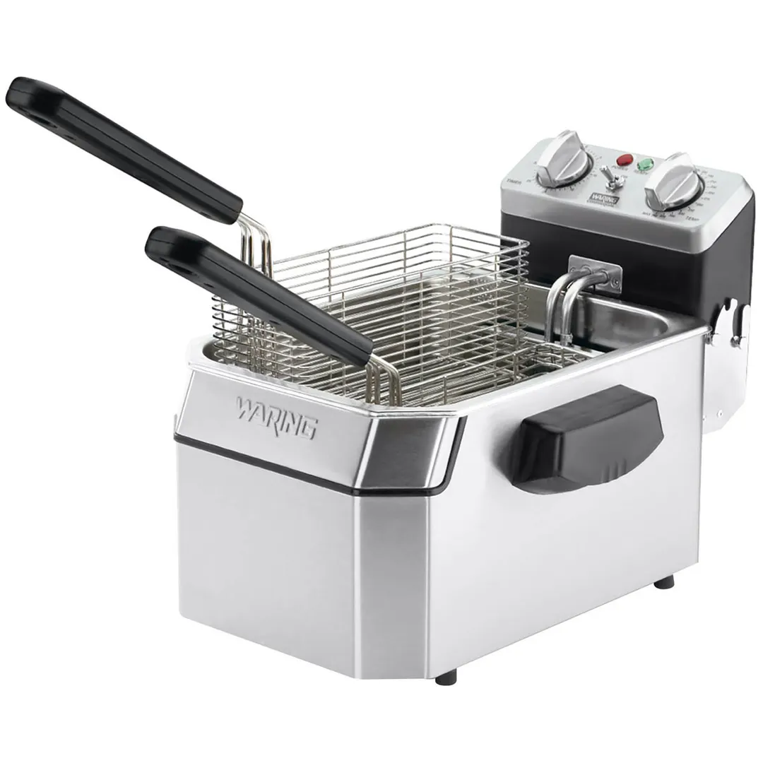 Waring WDF1000 Full Pot Countertop Electric Fryer w/ 10 lbs Capacity, 2 Twin & 1 Large Basket
