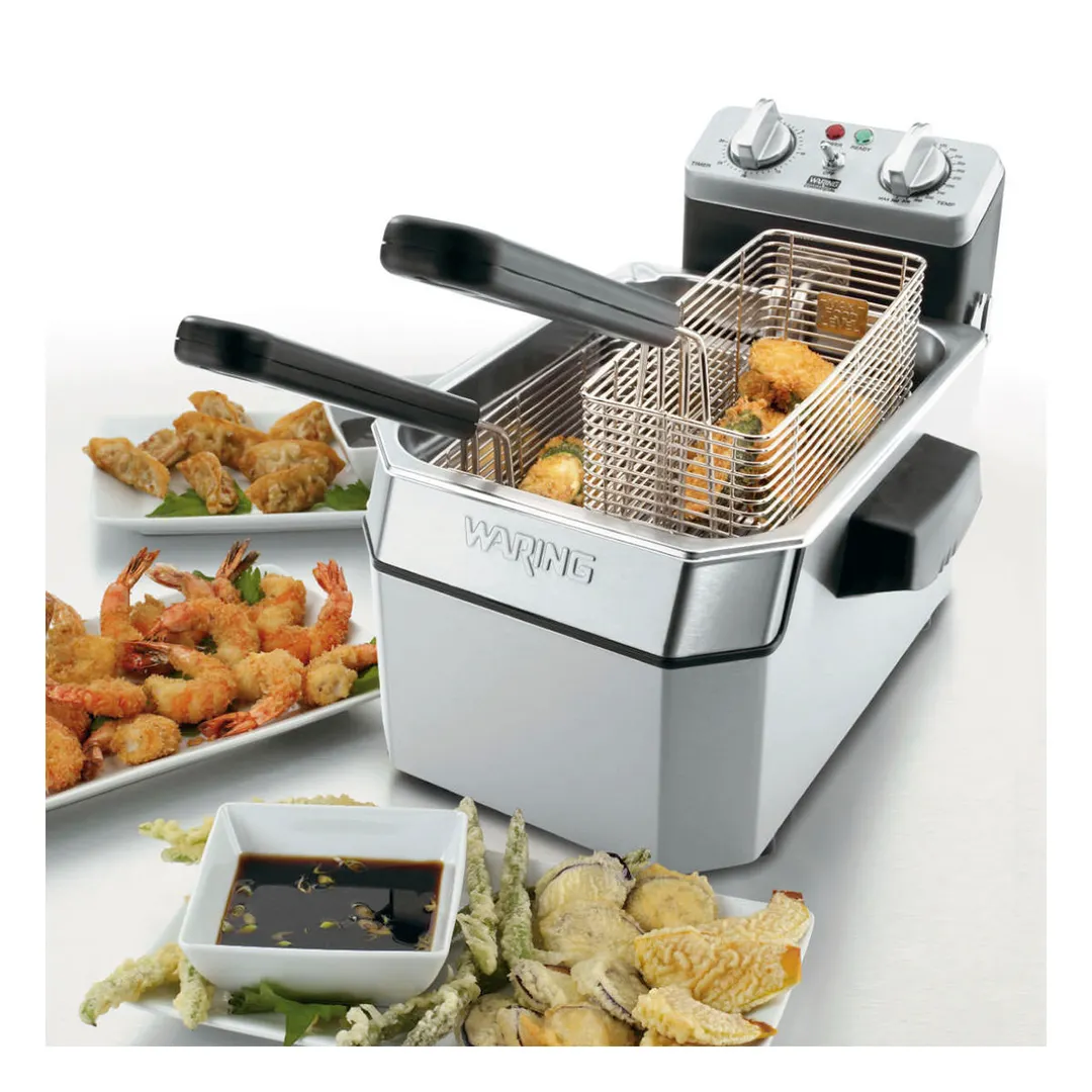 Waring WDF1000 Full Pot Countertop Electric Fryer w/ 10 lbs Capacity, 2 Twin & 1 Large Basket