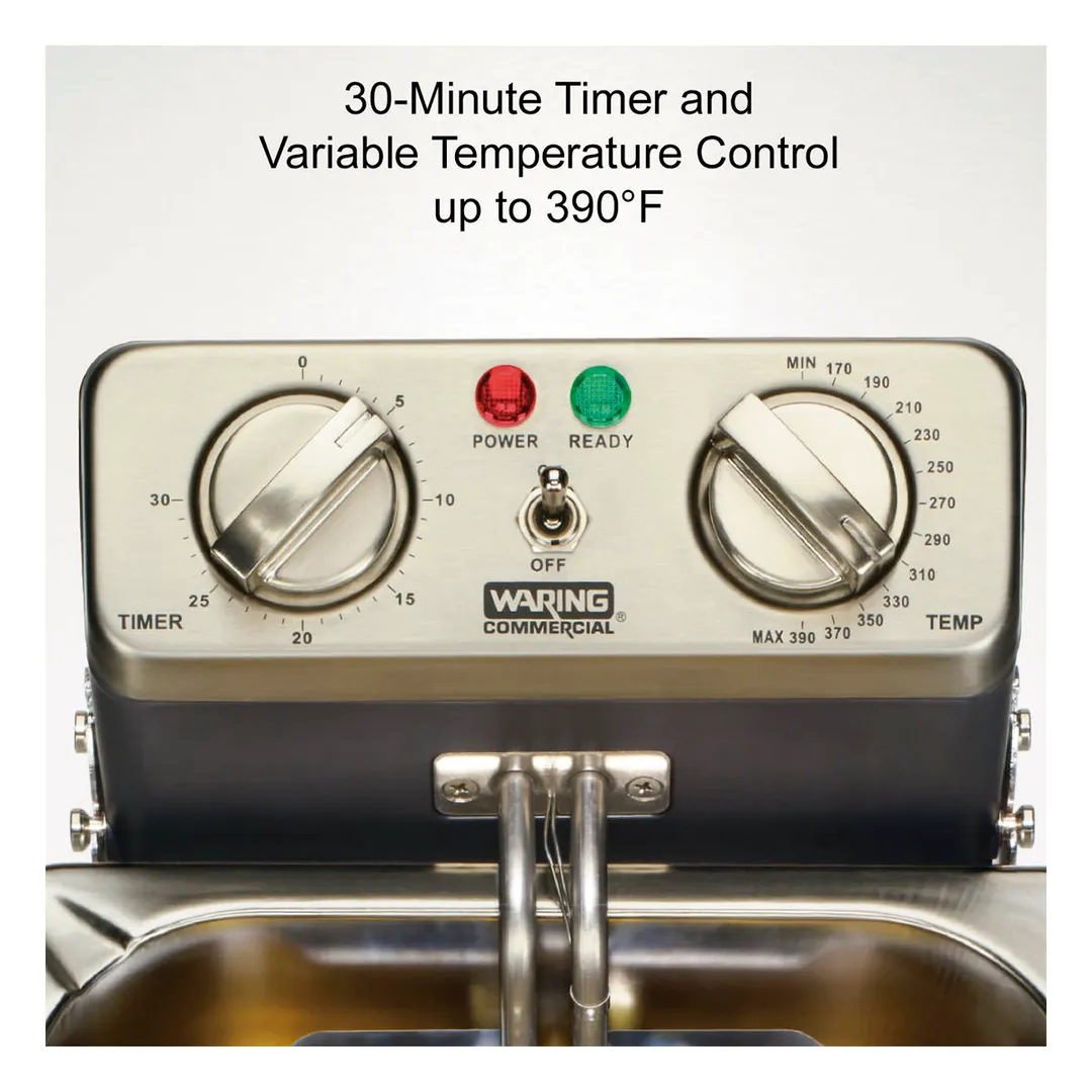 Waring WDF1000 Full Pot Countertop Electric Fryer w/ 10 lbs Capacity, 2 Twin & 1 Large Basket