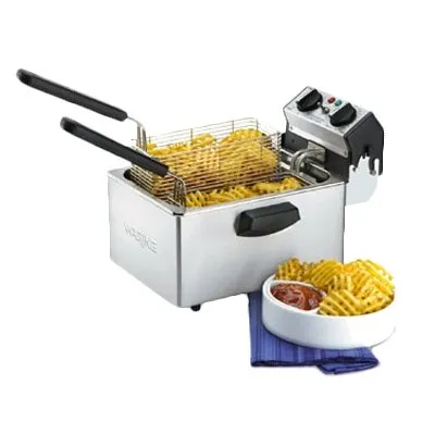 Waring WDF75RC Full Pot Countertop Electric Fryer w/ 8.5 lbs Capacity, 2 Baskets, 120v/60/1-ph