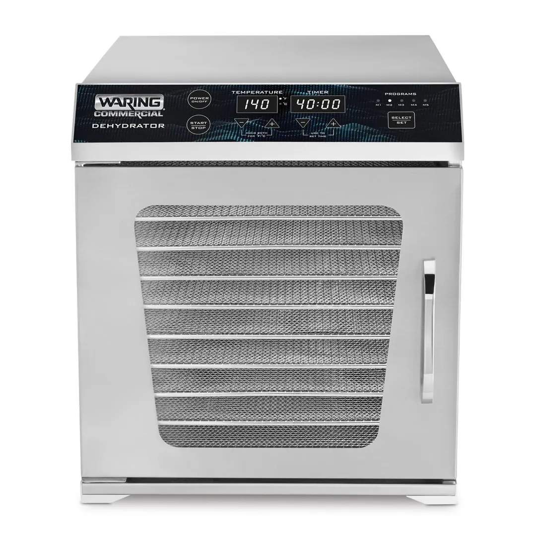 Waring WDH10 Commercial Food Dehydrator, Single Zone, 10 Racks, 14 sq. ft., 800W, 120V, Stainless Steel