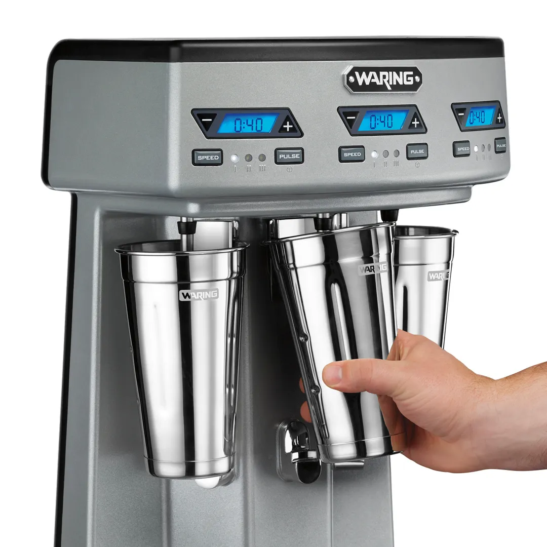 Waring WDM360TX Countertop Drink Mixer,3 Spindle/Speed,Stainless Steel Cups