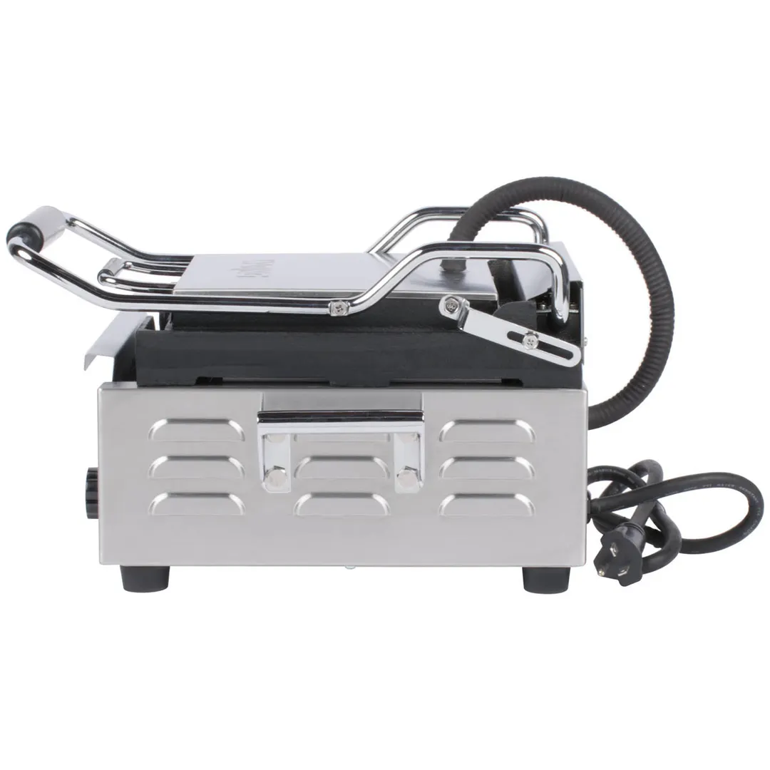 Waring WPG150T Single Cast Iron Sandwich Panini Grill w/ Timer, 9" x 9" Grooved Plates, 120V