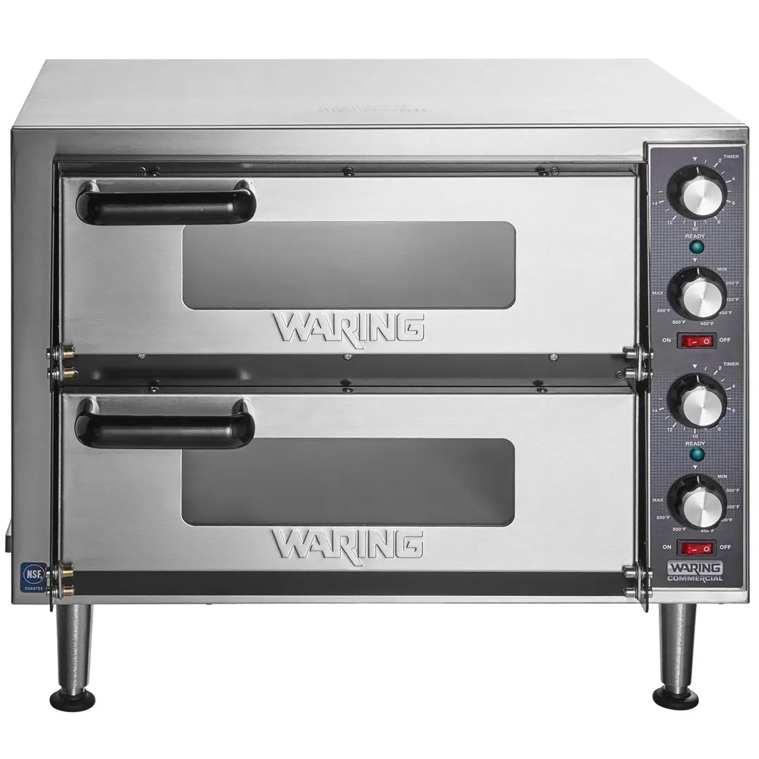 Waring WPO350 25" Electric Countertop Pizza Bake Oven w/ Double Deck, 2 Glass Doors