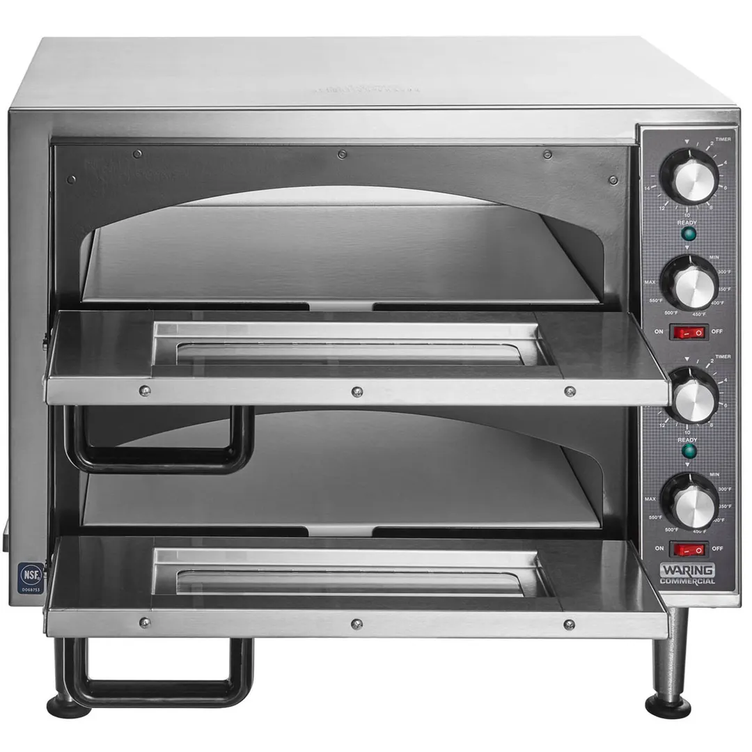 Waring WPO350 25" Electric Countertop Pizza Bake Oven w/ Double Deck, 2 Glass Doors