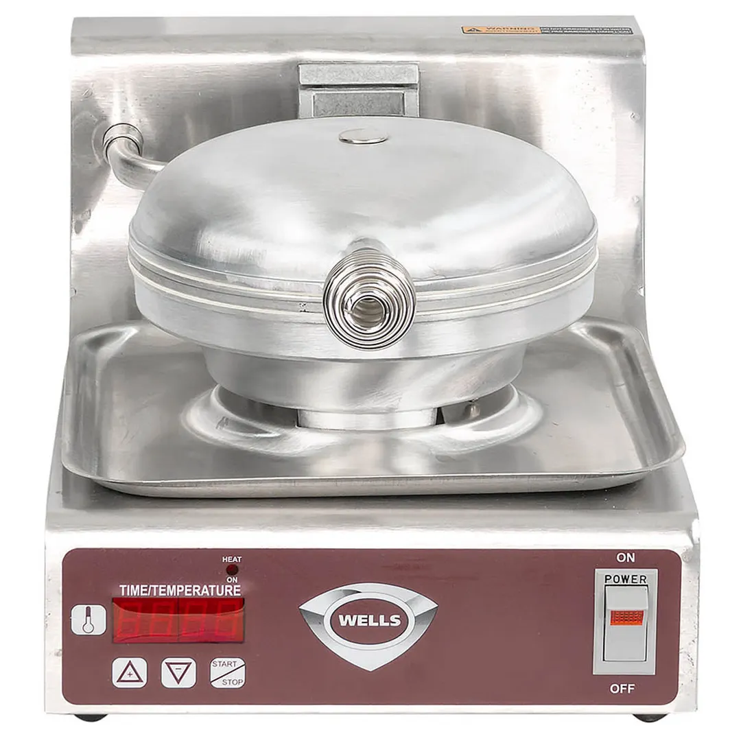 Wells WB-1E Waffle Baker, Single Round Waffle Grid, Cast Aluminum Grids