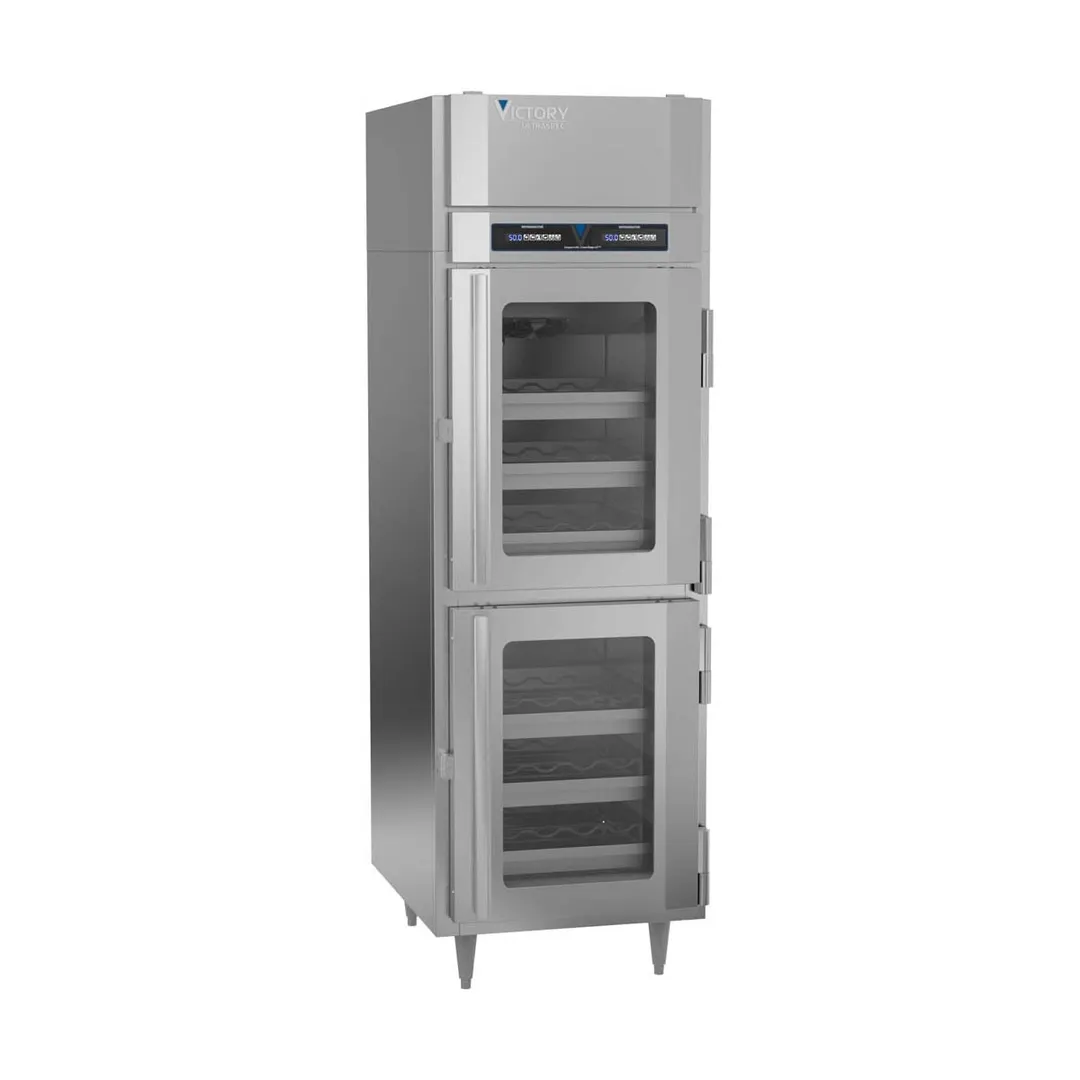 Victory WCDT-1D-S1-HC 27" Glass Door Wine Refrigerator, Dual Temperature, 60 Bottles