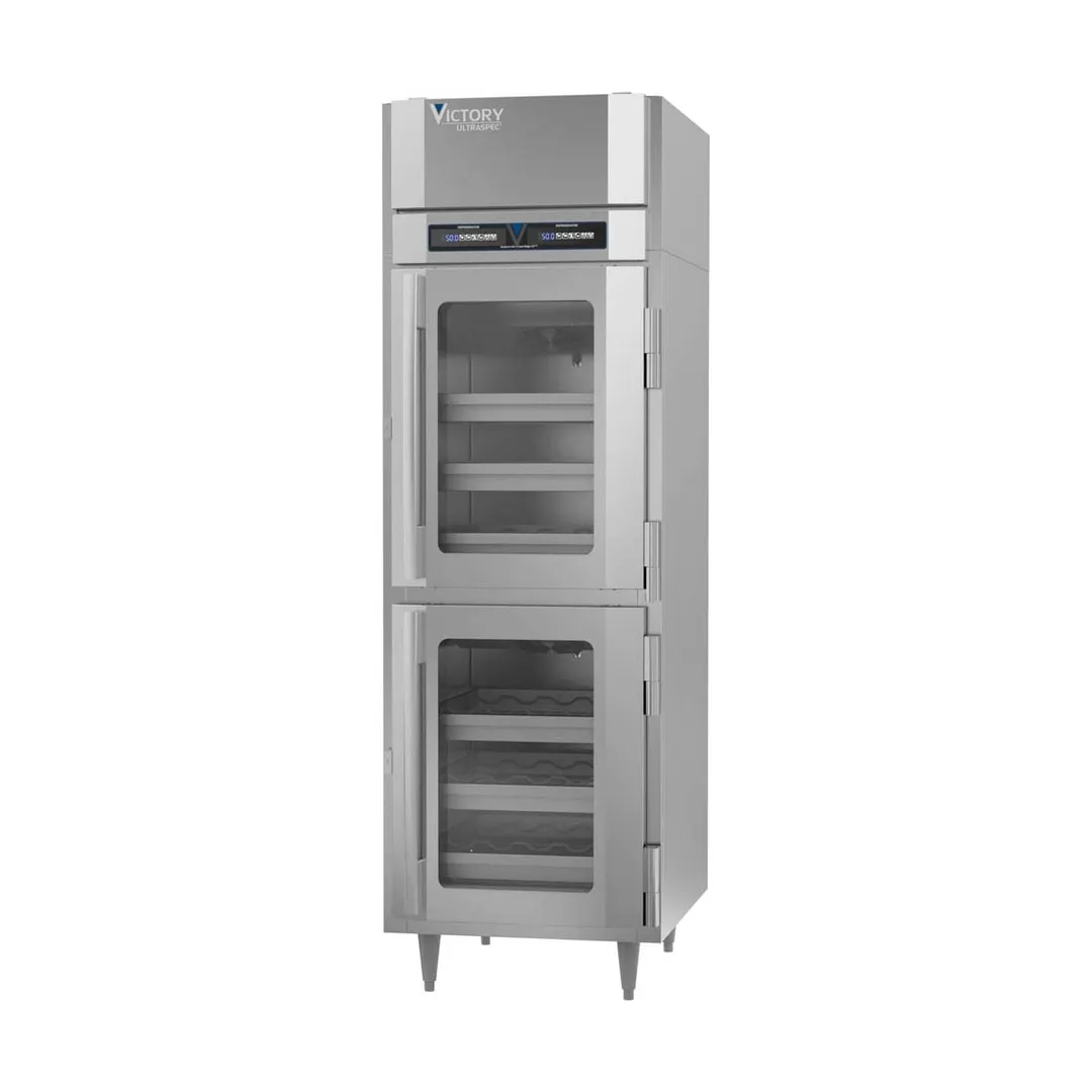 Victory WCDT-1D-S1-HC 27" Glass Door Wine Refrigerator, Dual Temperature, 60 Bottles