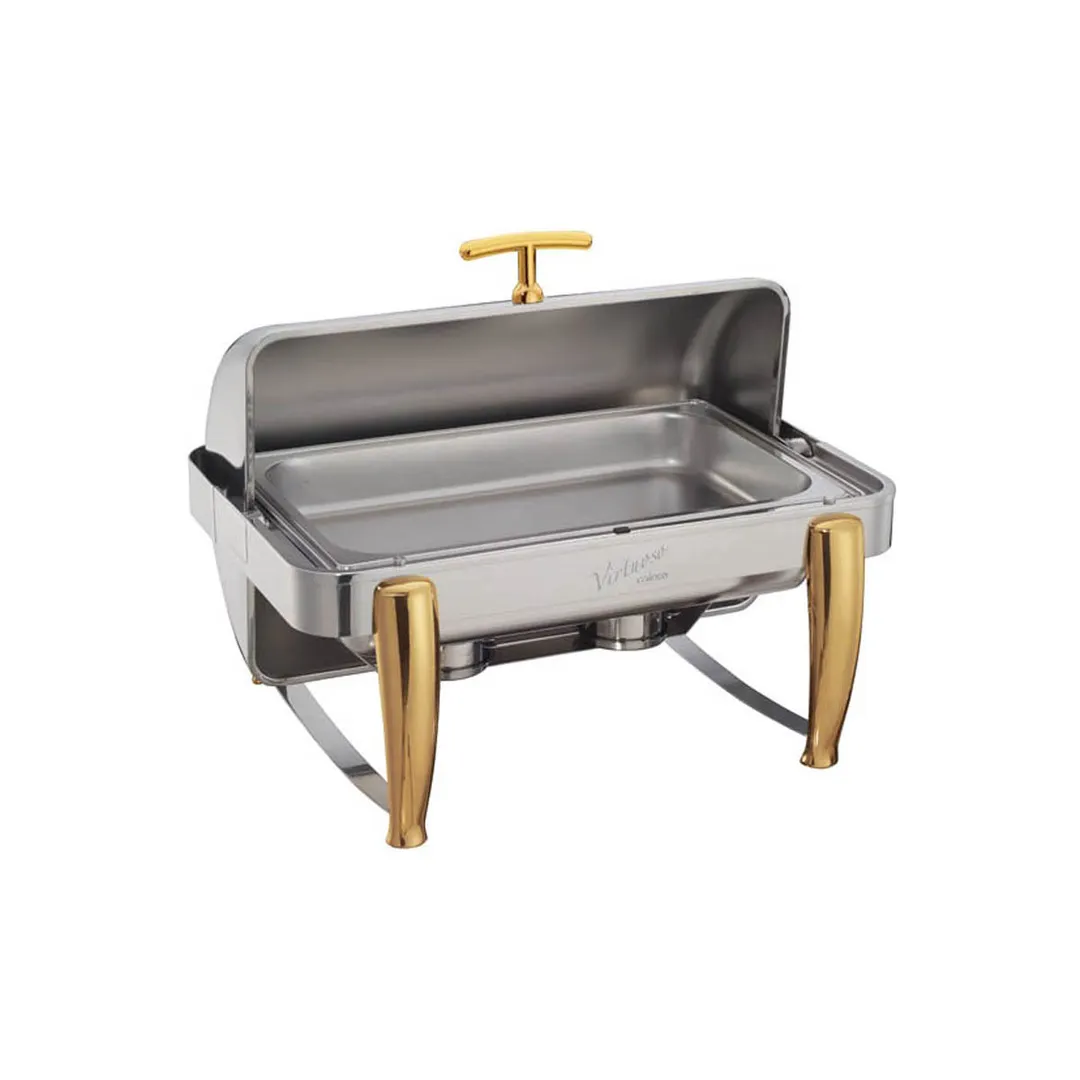 Winco 101A Virtuoso Series Full-Size Stackable Rectangular Chafer w/ 8 Qt., Roll-Top Cover