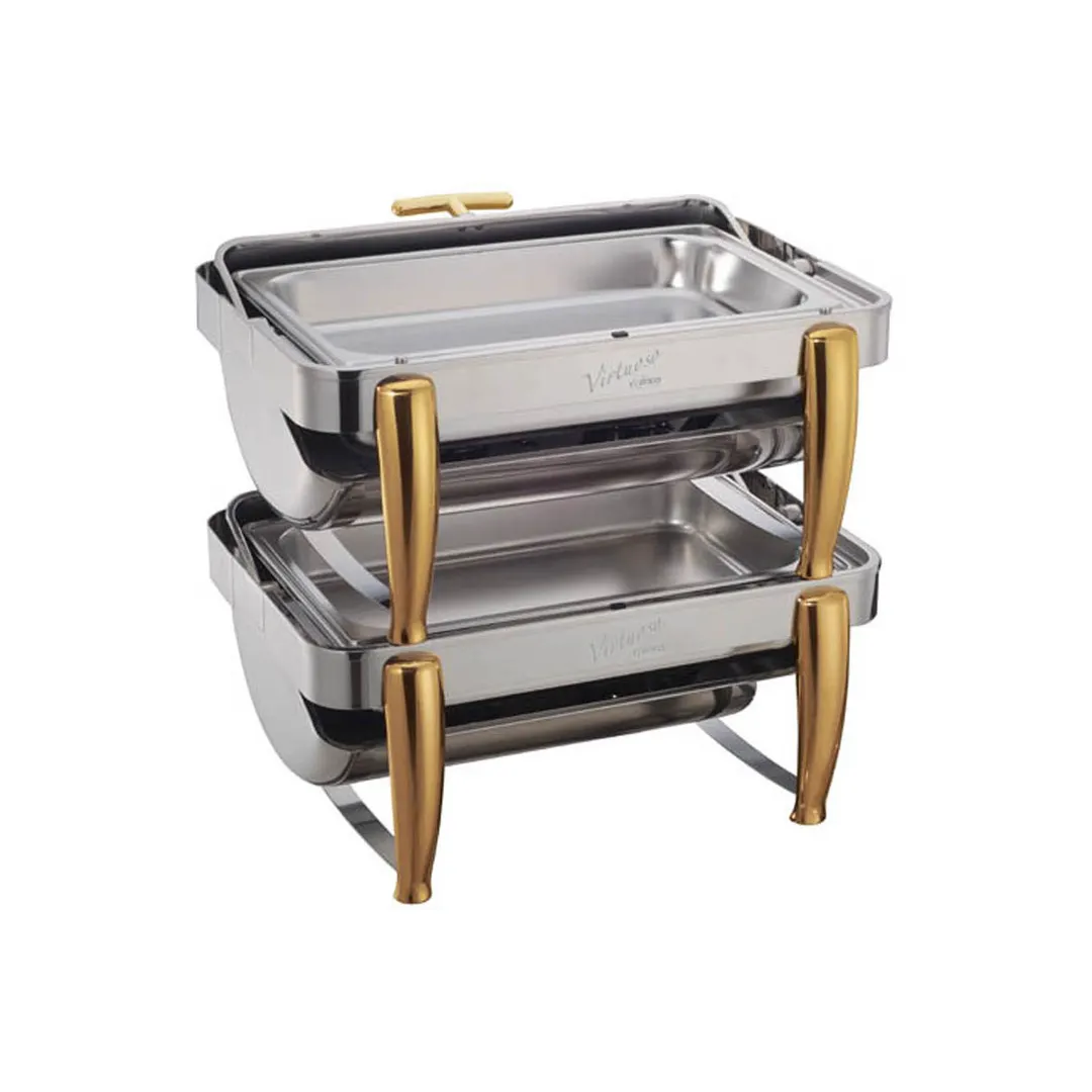 Winco 101B Virtuoso Series Full-Size Stackable Rectangular Chafer w/ 8 Qt., Roll-Top Cover