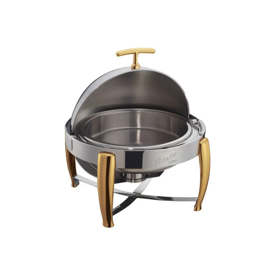 Winco 103B Virtuoso Series Stackable Round Chafer w/ 6 Qt. Capacity, Roll-Top Cover