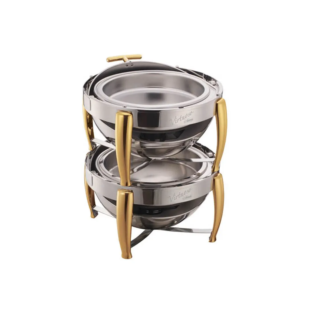 Winco 103B Virtuoso Series Stackable Round Chafer w/ 6 Qt. Capacity, Roll-Top Cover
