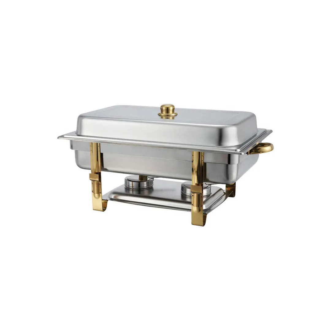 Winco 201 Malibu 8 Qt. Full Size Gold Accent Chafer