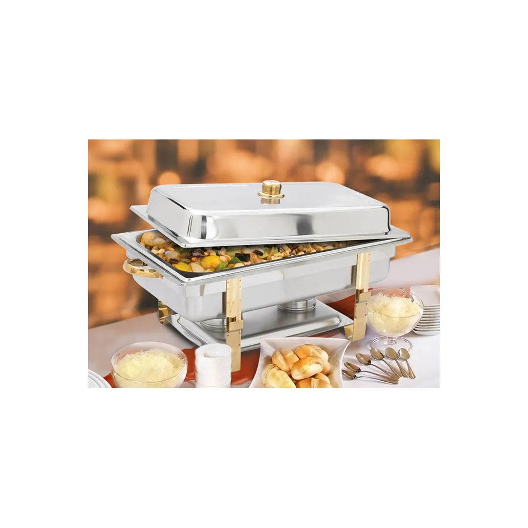 Winco 201 Malibu 8 Qt. Full Size Gold Accent Chafer