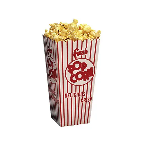 Winco 41047CS Popcorn Scoop Box, 1.25 oz, 3-1/2" x 3-1/2" x 7-1/2" Red & White - 500/Case