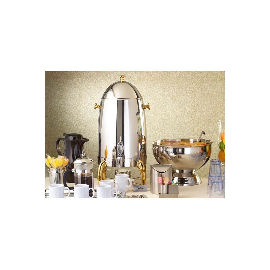 Winco 905B Virtuoso Coffee Chafer Urn, 5‑Gallon Stainless Mirror with Fuel Holder, Canned Heat – Set