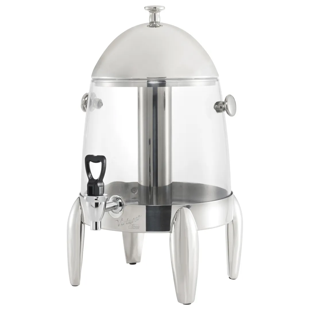 Winco 908 3-Gallon Non-Insulated Beverage Dispenser w/ Center Ice Core, Stainless Steel Lid