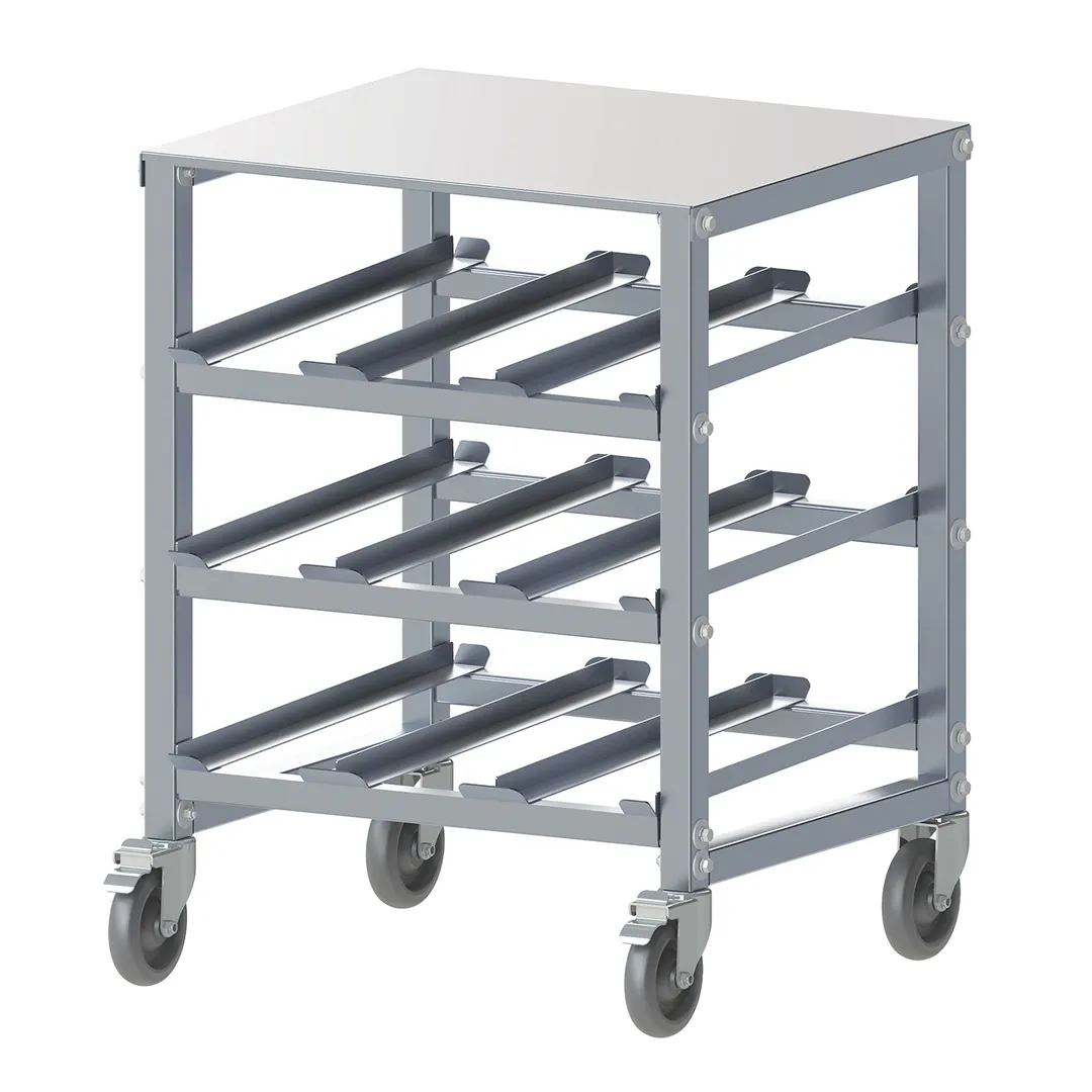 Winco ALCR-3M Aluminum Mobile Undercounter 3-Tier Can Storage Rack