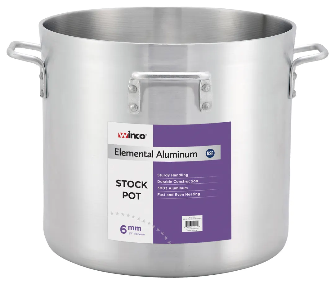 Winco ALHP-160 160 qt Aluminum Stock Pot w/ (4) Handles
