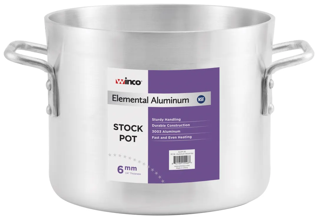 Winco ALHP-24 24 qt Aluminum Stock Pot, 12-1/8" x 11-3/8"