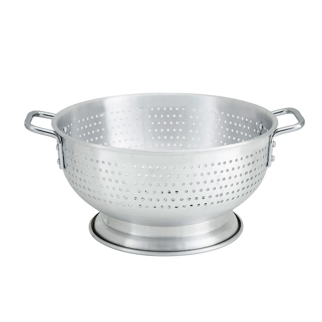 Winco ALO-11BH 11 Qt. Aluminum Colander with Base and Handles
