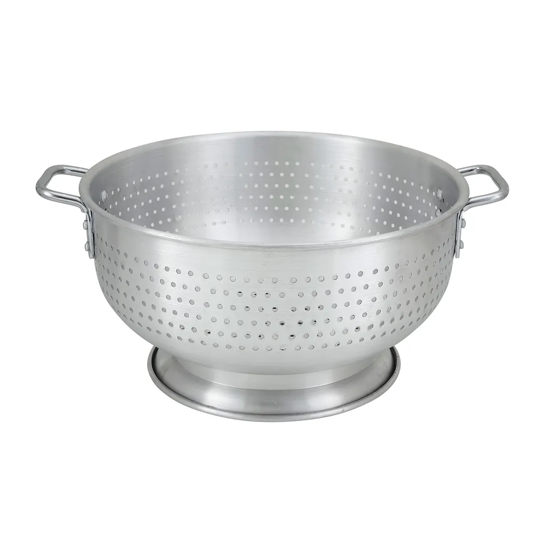 Winco ALO-8BH 8 Qt. Aluminum Colander with Base and Handles