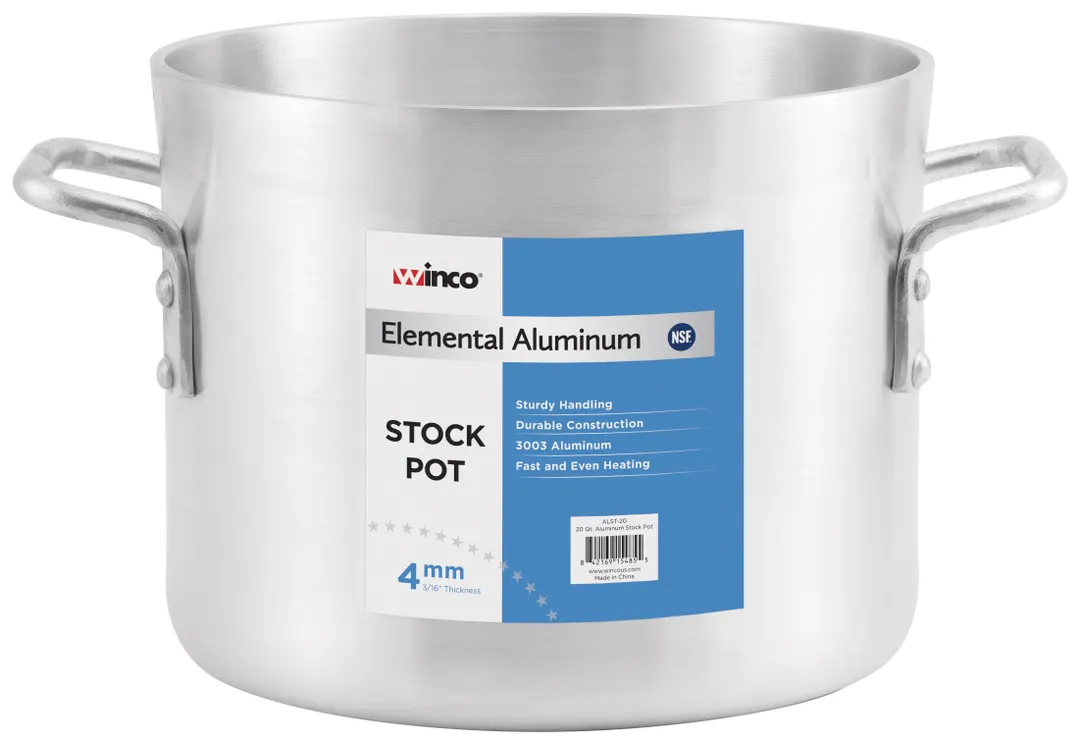 Winco ALST-80 80 qt Aluminum Elemental Stock Pot, 19-1/4" x 17"