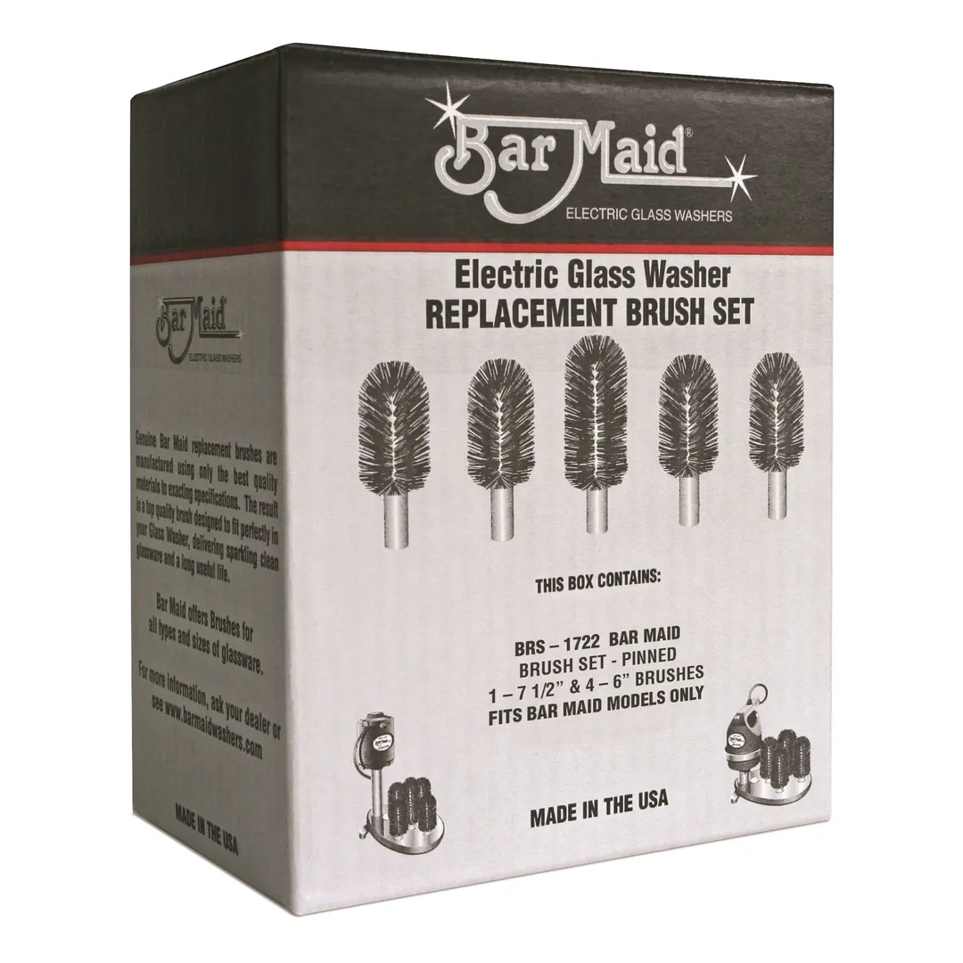 Winco BRS-1722 Bar Maid Brush Set, four 6" BRS-917 + one 7-1/2" BRS-922 brush, fits all models