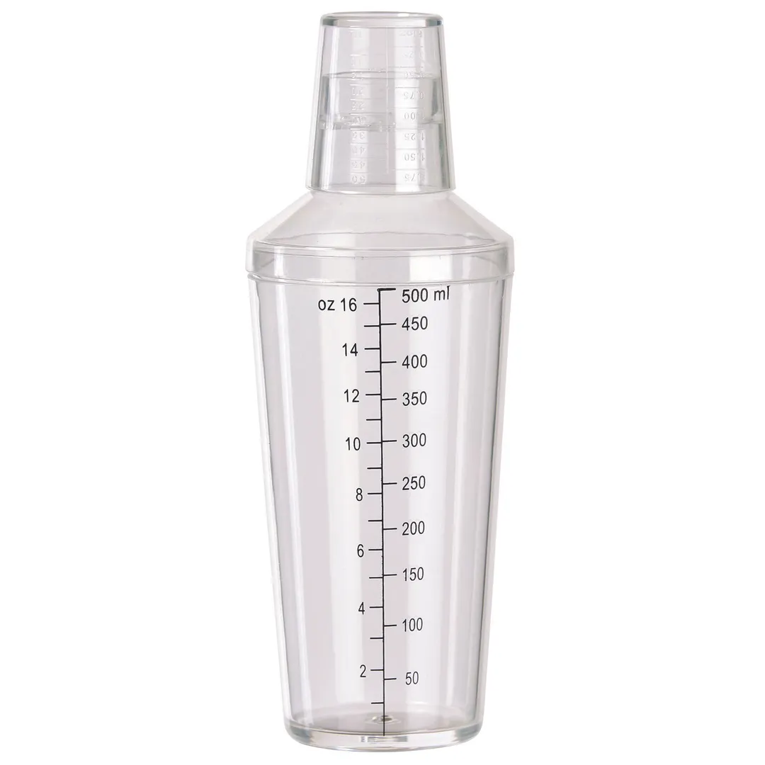 Winco BS-16PC 16 oz Clear Plastic Bar Cocktail Shaker