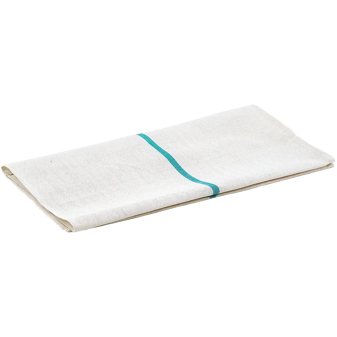 Winco BTH-2028G Herringbone Towel, 20" x 28", White with Green Stripe, Lint‑Free, 70% Cotton/30% Polyester, Dozen Pack
