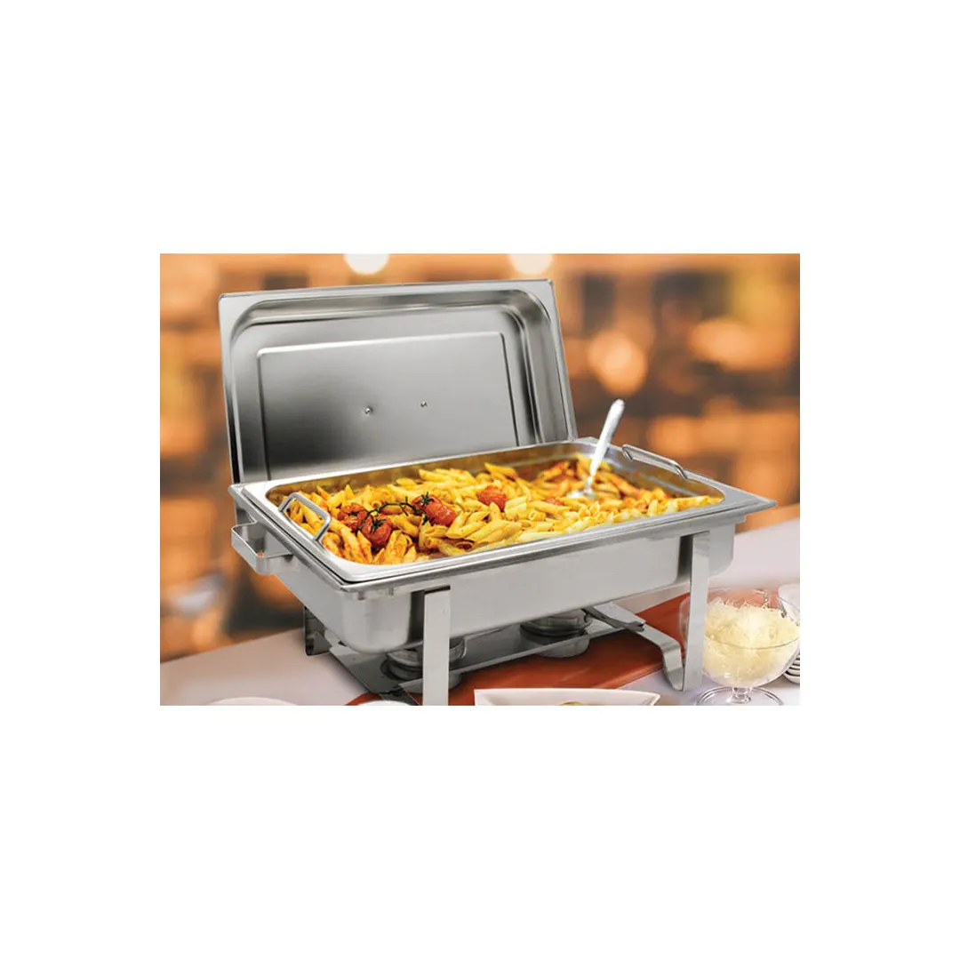 Winco C-2080B 8 qt. Get-A-Grip Rectangular Chafer with Pan Handles