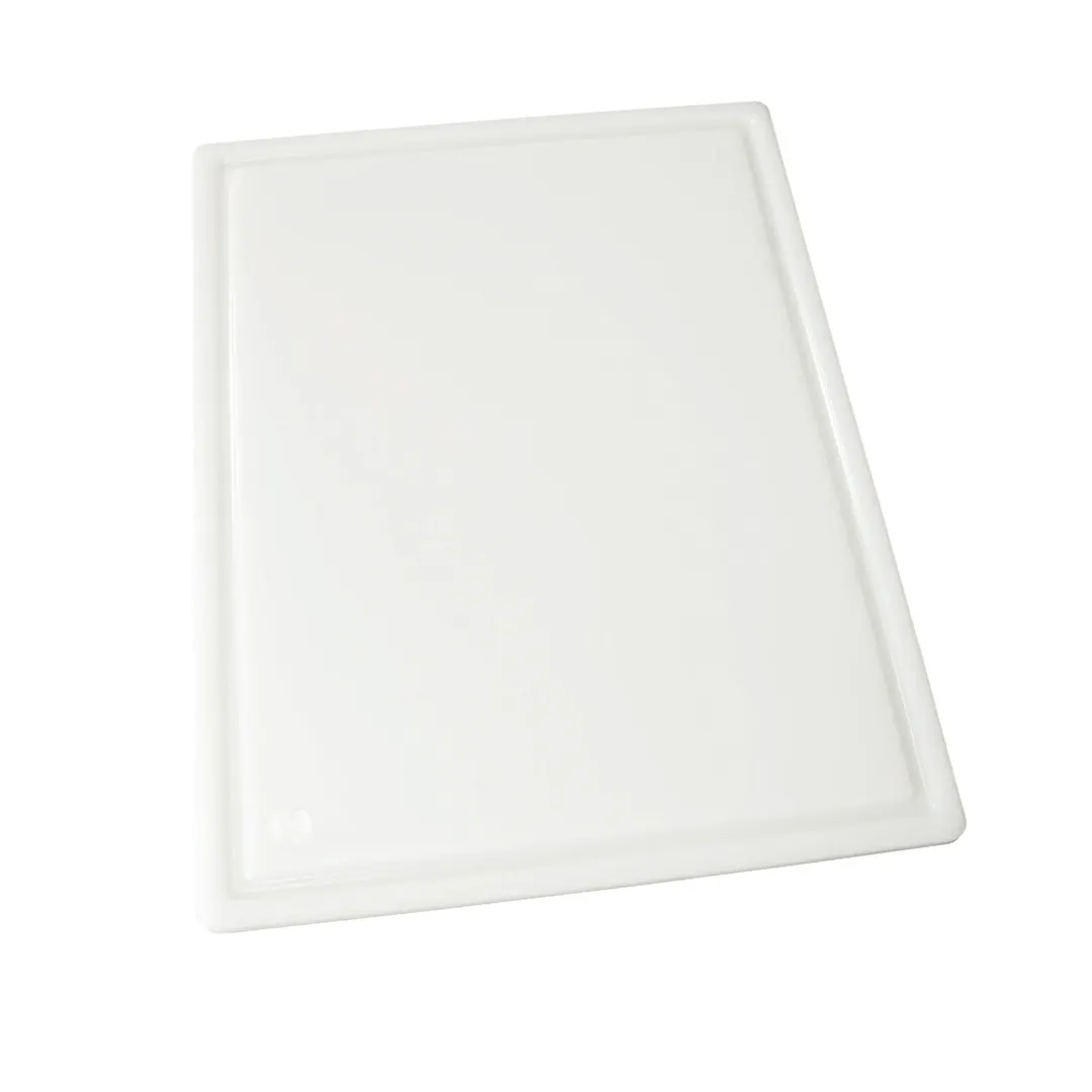Winco CBI-1218 White Plastic Grooved Rectangular Cutting Board