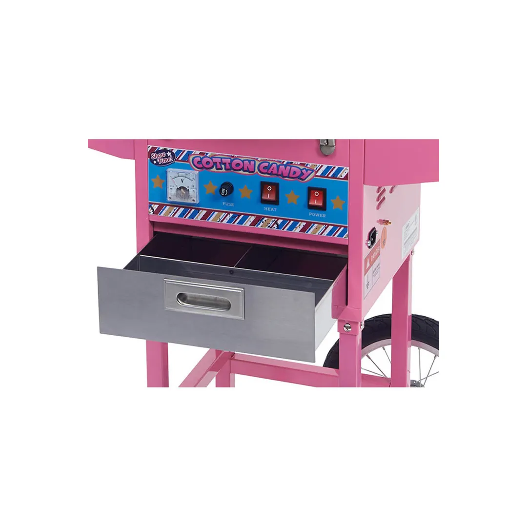 Winco CCM-28M Candy Machine Cart, 20.5" Bowl, 120 cones/hr, 4 oz floss, 2 shelves, HP motor - Set