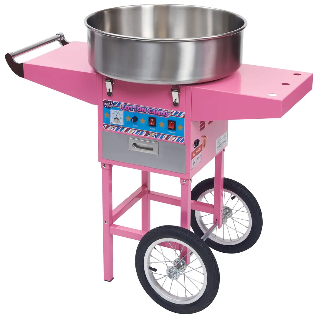 Winco CCM-28M Candy Machine Cart, 20.5" Bowl, 120 cones/hr, 4 oz floss, 2 shelves, HP motor - Set