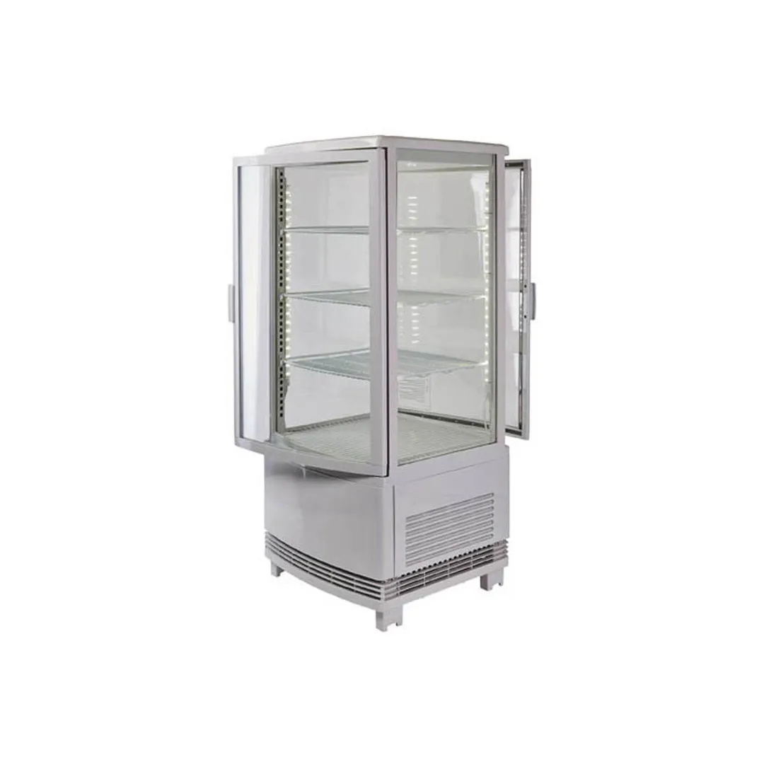 Winco CRD-1 17" Self Service Countertop Refrigerated Beverage Display Case w/ 2 Double Glass Hinged Door, 3 Adjustable Shelves - White