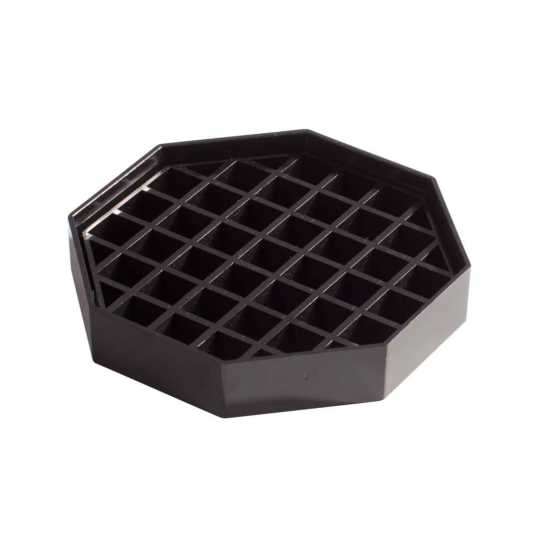 Winco DT-45 Octagonal Drip Tray, 4-1/2" x 4-1/2" Black Plastic, Dishwasher Safe - 4/Pack