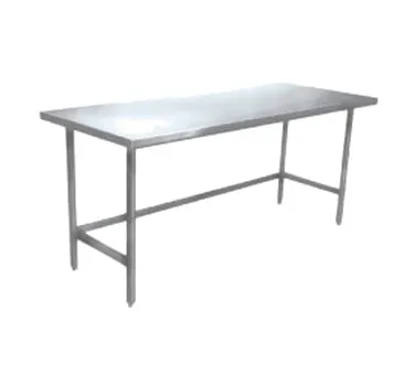 Winholt DTR-3060 60" Open Base Work Table with Side & Rear Crossrails, Flat Top / 16 Gauge Top