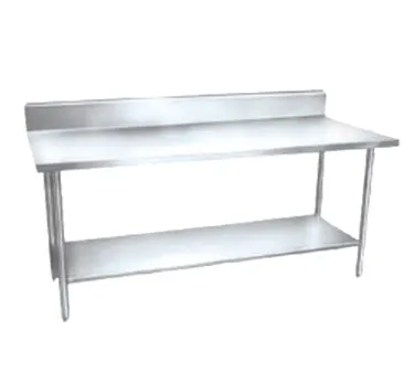 Winholt DTSB-3060 60" Open Base Work Table with Undershelf, 6" Backsplash / 16 Gauge Top